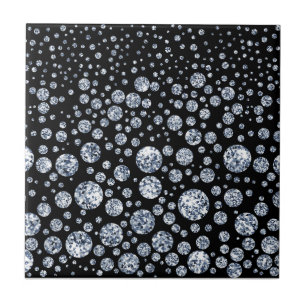 Silver Crystal Metallic Black Ceramic Tile