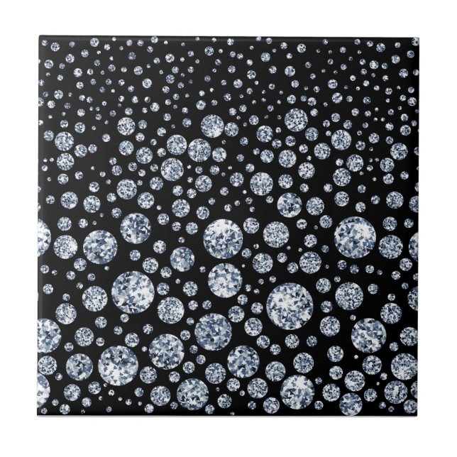 Silver Crystal Metallic Black Ceramic Tile (Front)