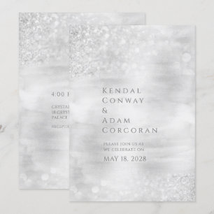 Silver Crystal Ridge Elegant Sparkling Wedding Invitation