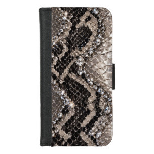 Silver Crystal Snake Skin Luxury iPhone 8/7 Wallet Case
