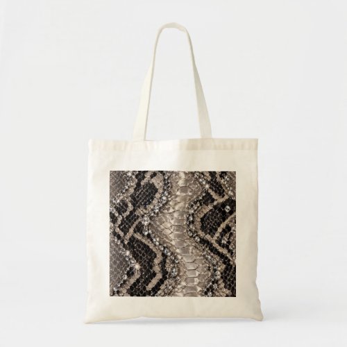 Silver Crystal Snake Skin Luxury Tote Bag
