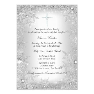 Silver Crystal Snowflake Baptism/Christening Card