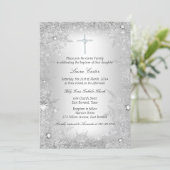 Silver Crystal Snowflake Baptism/Christening Invitation (Standing Front)