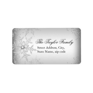 Silver Crystal Snowflake Christmas Address Labels