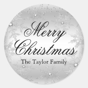 Silver Crystal Snowflake Christmas Sticker