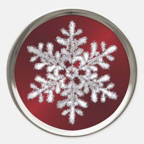 Silver Crystal Snowflake on Red Envelope Seal