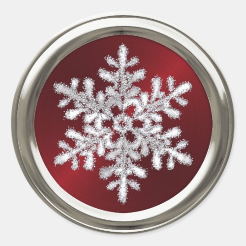 Silver Crystal Snowflake on Red Envelope Seal
