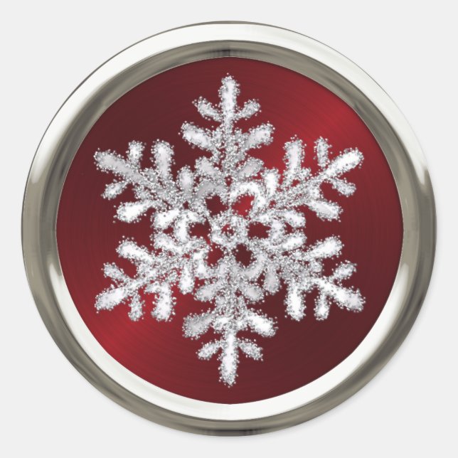 Silver Crystal Snowflake on Red Envelope Seal (Front)