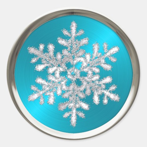 Silver Crystal Snowflake on Turquoise Seal