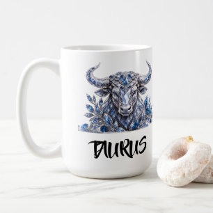 Silver Crystal Taurus Zodiac Coffee Mug