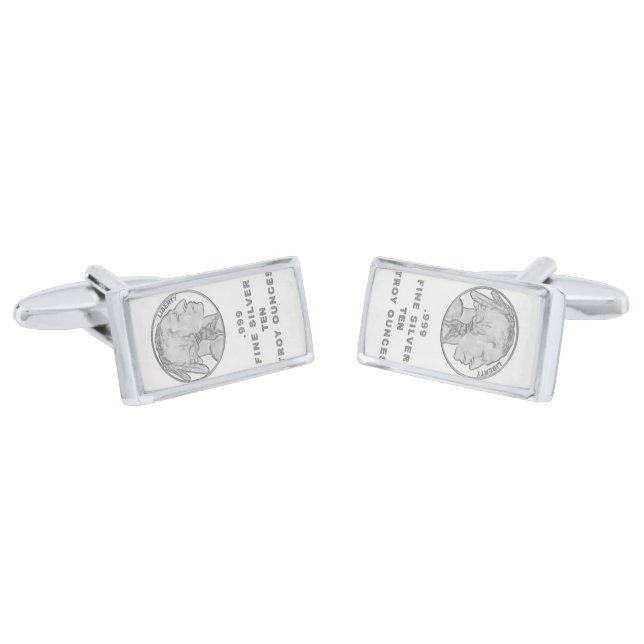 Silver Cufflinks Shirt Studs - Silver Bar Liberty (Angled)
