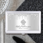 Silver Cupcake Glitter Drips Bakery Pastry Chef Business Card Case<br><div class="desc">Here’s a wonderful, trendy way to show off your brand. Present your best self to your clients, with this elegant, sophisticated, simple, and modern custom name business card holder. A sparkly, silver cupcake, script handwritten typography and glitter drips overlay a faux metallic silver ombre background. Personalize with your full name...</div>