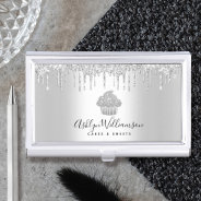 Silver Cupcake Glitter Drips Bakery Pastry Chef Business Card Case at Zazzle