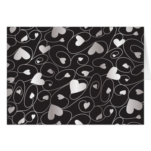 Silver curly hearts cards (Front Horizontal)