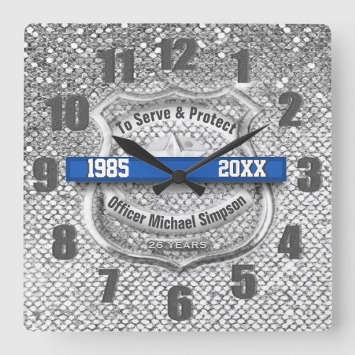 Silver Custom Blue Line Police Officer Retirement