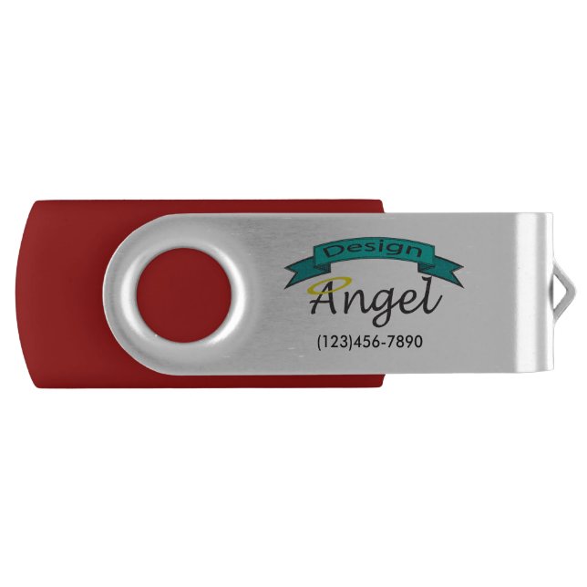 Silver Custom Company Logo Branded USB Drive (Front)