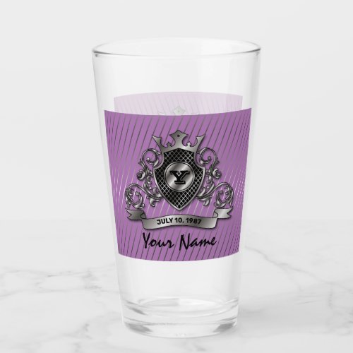 Silver Custom Elegant Monogram Design Glass