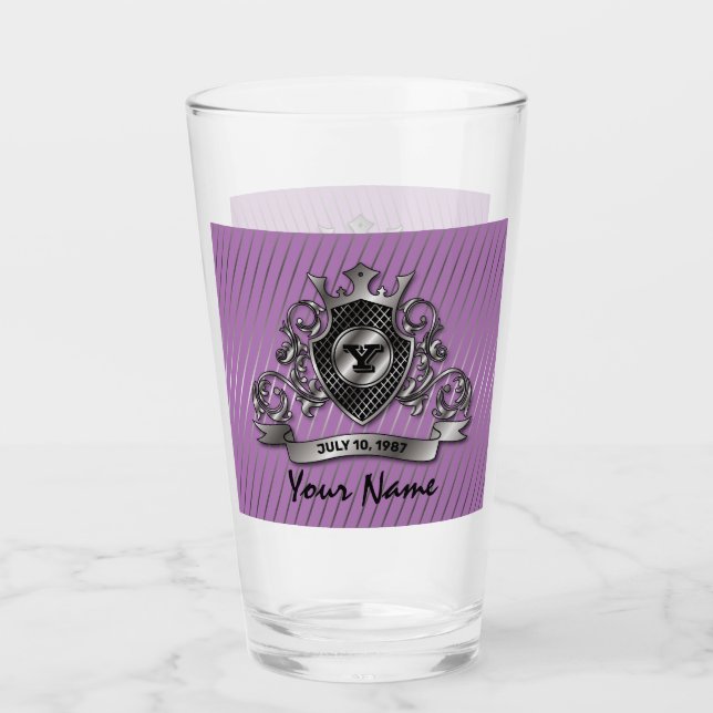 Silver Custom Elegant Monogram Design Glass (Front)