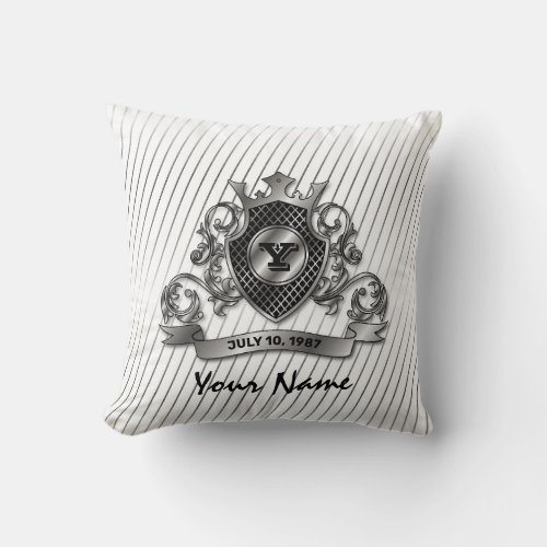Silver Custom Elegant Monogram Design Throw Pillow
