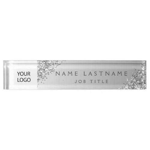 Silver Custom Logo Executive Professional Desk Name Plate