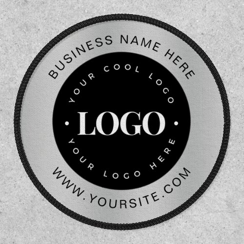 Silver Custom Logo Text Company Business Branded  Patch