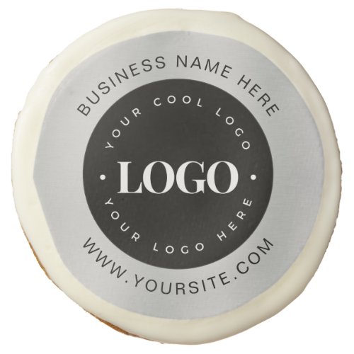 Silver Custom Logo Text Company Business Branded  Sugar Cookie