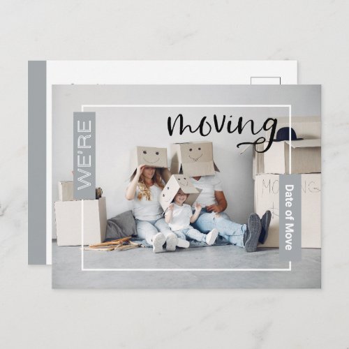 Silver Custom Photo Moving Announcement Card