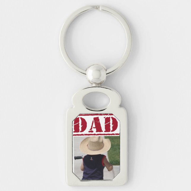 Silver Dad Photo Keychain (Front)