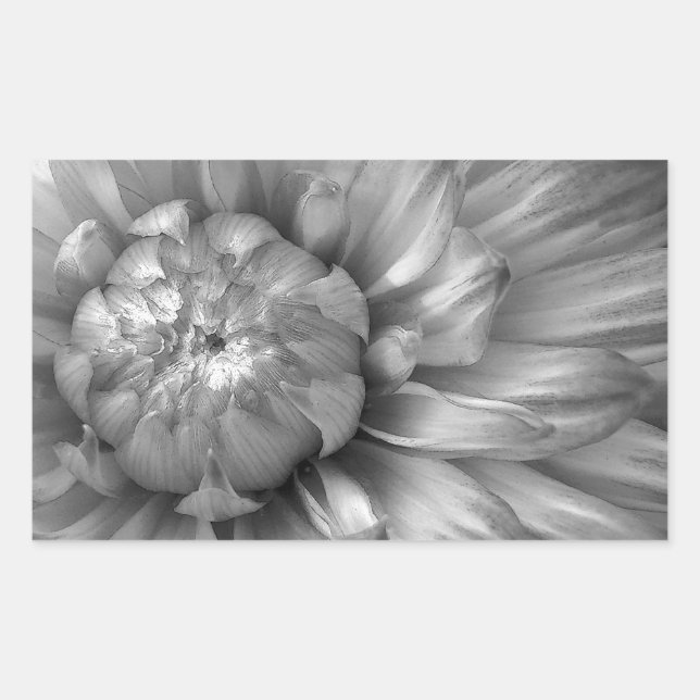 SILVER Dahlia Floral Wedding Collection Rectangular Sticker (Front)