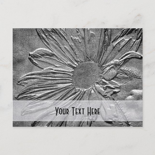 Silver Daisy Floral Customizable Postcard (Front)