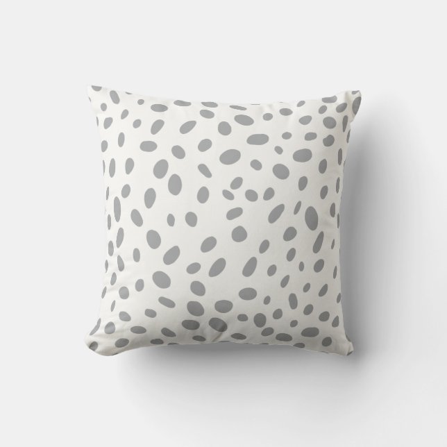 Silver Dalmatian Spots Throw Pillow (Front)
