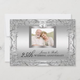 Silver Damask 50th Wedding Anniversary Invite
