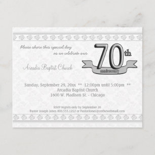 Silver Damask 70th Anniversary Celebration Invite