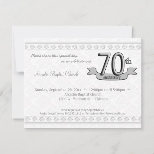 Silver Damask 70th Anniversary Celebration Invite