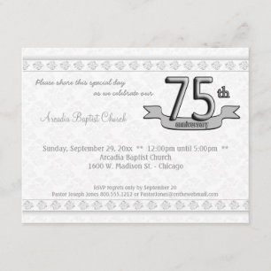 Silver Damask 75th Anniversary Celebration Invite