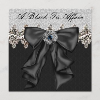 Silver Damask Black Tie Formal Corporate Party Invitation by CorporateCentral at Zazzle