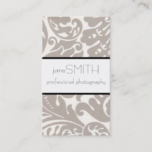 Customizable Silver Damask Business Card