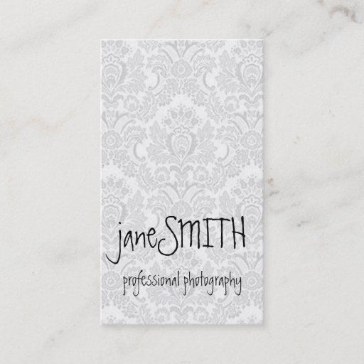 Customizable Silver Damask Business Card Templates