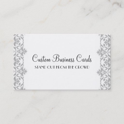 Customizable Silver Damask Business Card