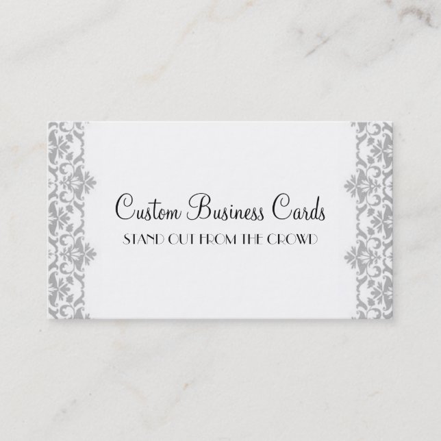 Silver Damask Business Card (Front)