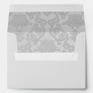 Silver Damask Christmas Holiday Envelope