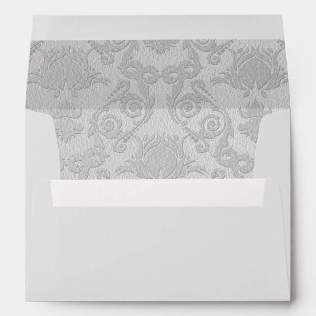 Silver Damask Christmas Holiday Envelope (Back (Bottom))
