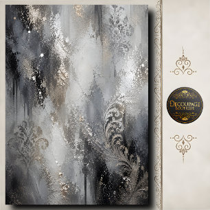 Silver Damask Decoupage Elegant Abstract Art Tissue Paper