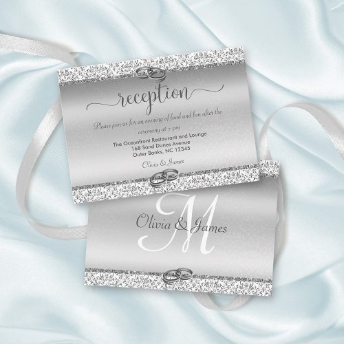 Silver Damask Elegant Wedding Reception Enclosure Card