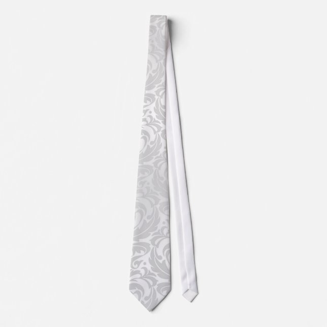 Silver Damask Holiday Christmas Tie (Front)