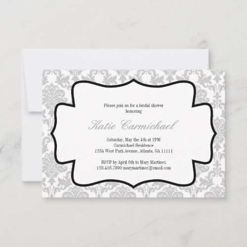 Silver Damask Invitation