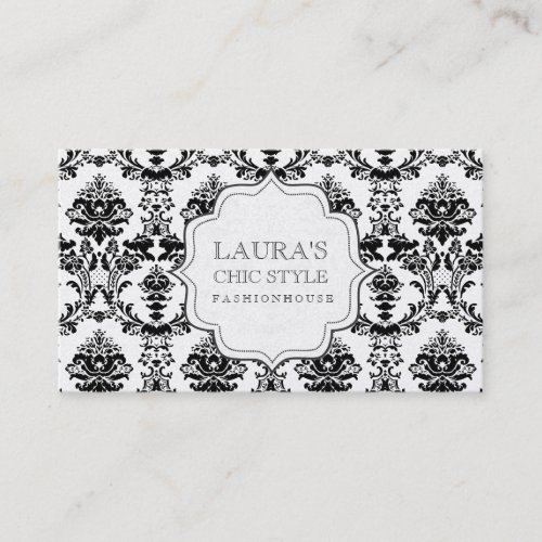 SILVER Damask Modern Chic Stylish Fashion Business Business Card Templates