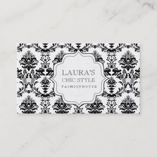Customizable SILVER Damask Modern Chic Stylish Fashion Business Business Card Templates