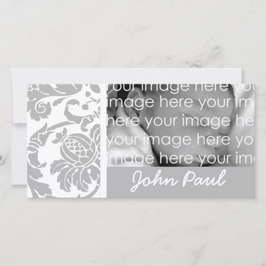 Silver Damask Photo Card (Front)