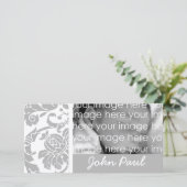 Silver Damask Photo Card (Standing Front)